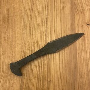 Hand forged knife made from a railway spike.